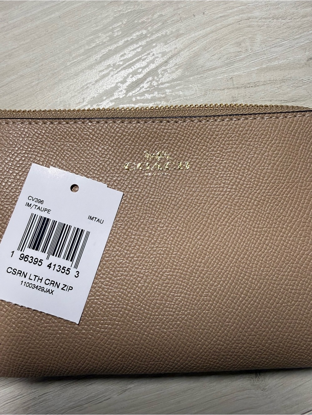 Coach Taupe Pebbled Leather Wristlet - Picture 2 of 6